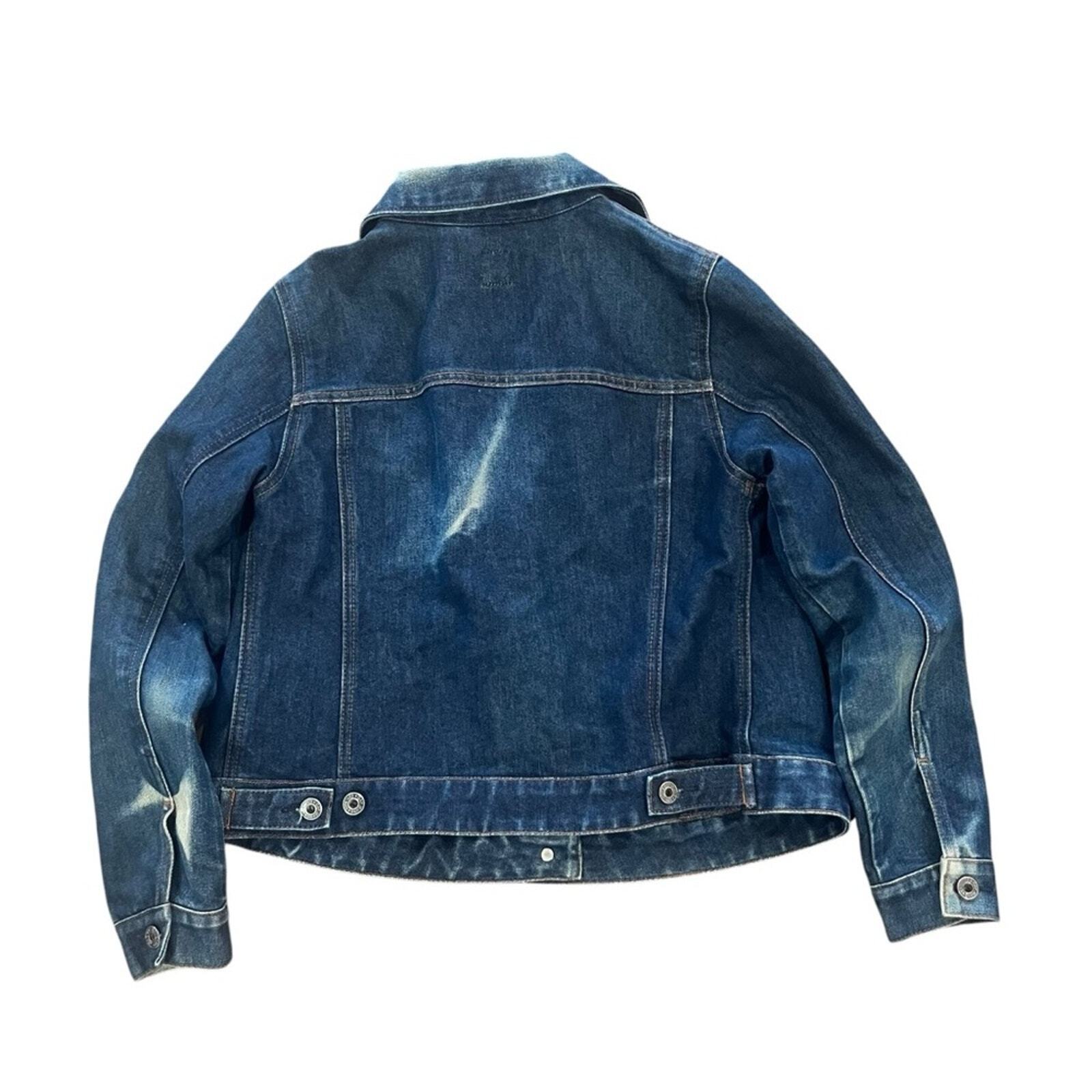 GAP Womens Size Small Y2K Distressed Bleached Denim Blue Jean Trucker Jacket