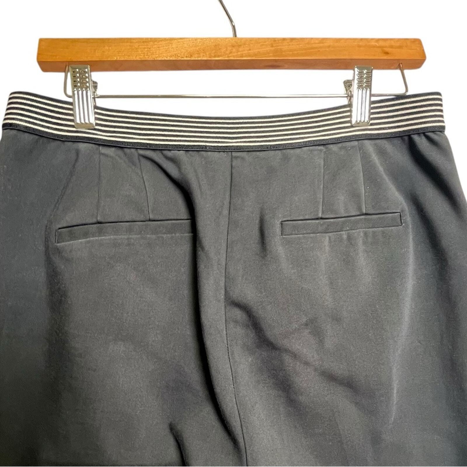 ZARA Womens Size Large Navy Blue Flat Front Ankle Pants Slacks