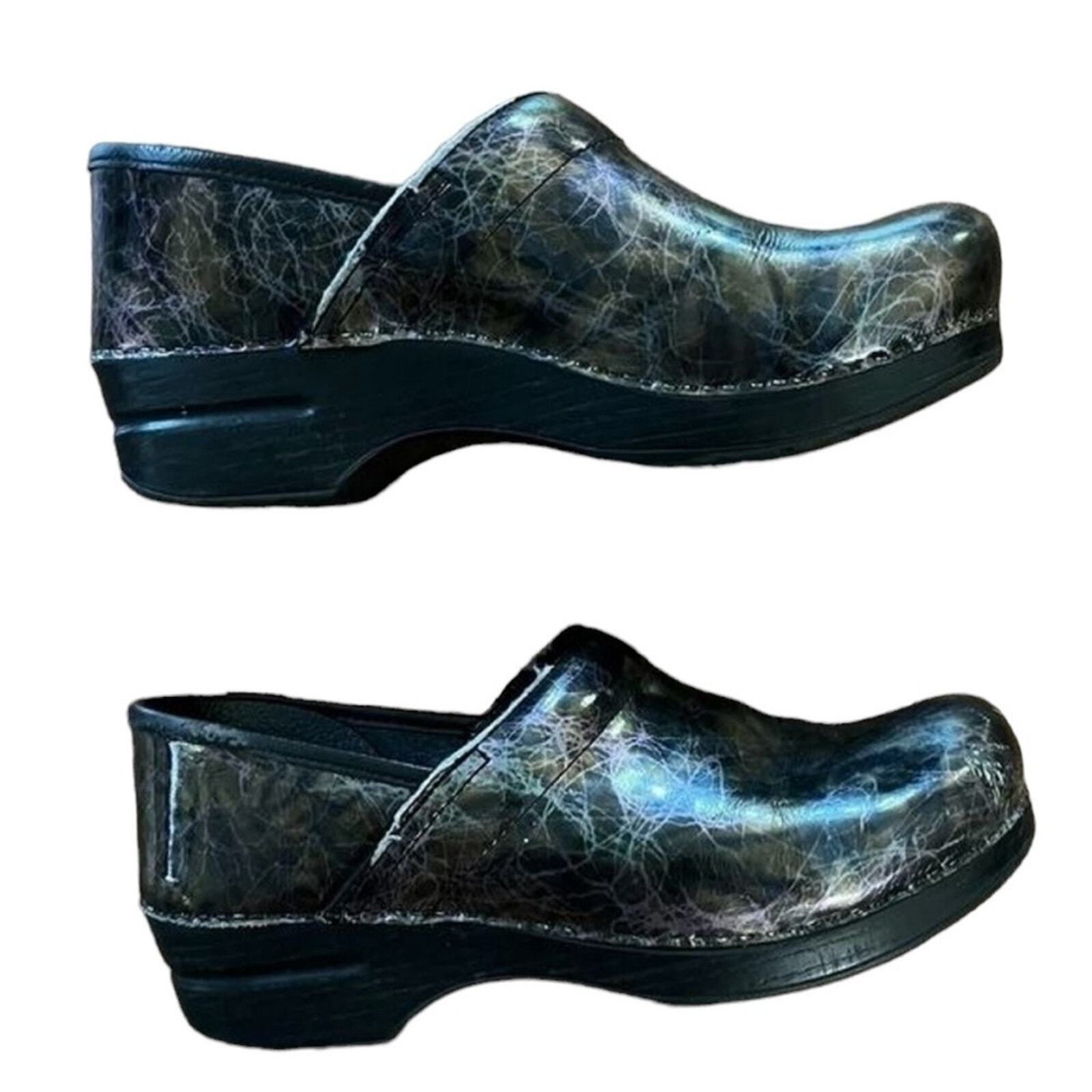 Dansko Professional Patent Iridescent Clog Mule Slip On Black Purple Size 40