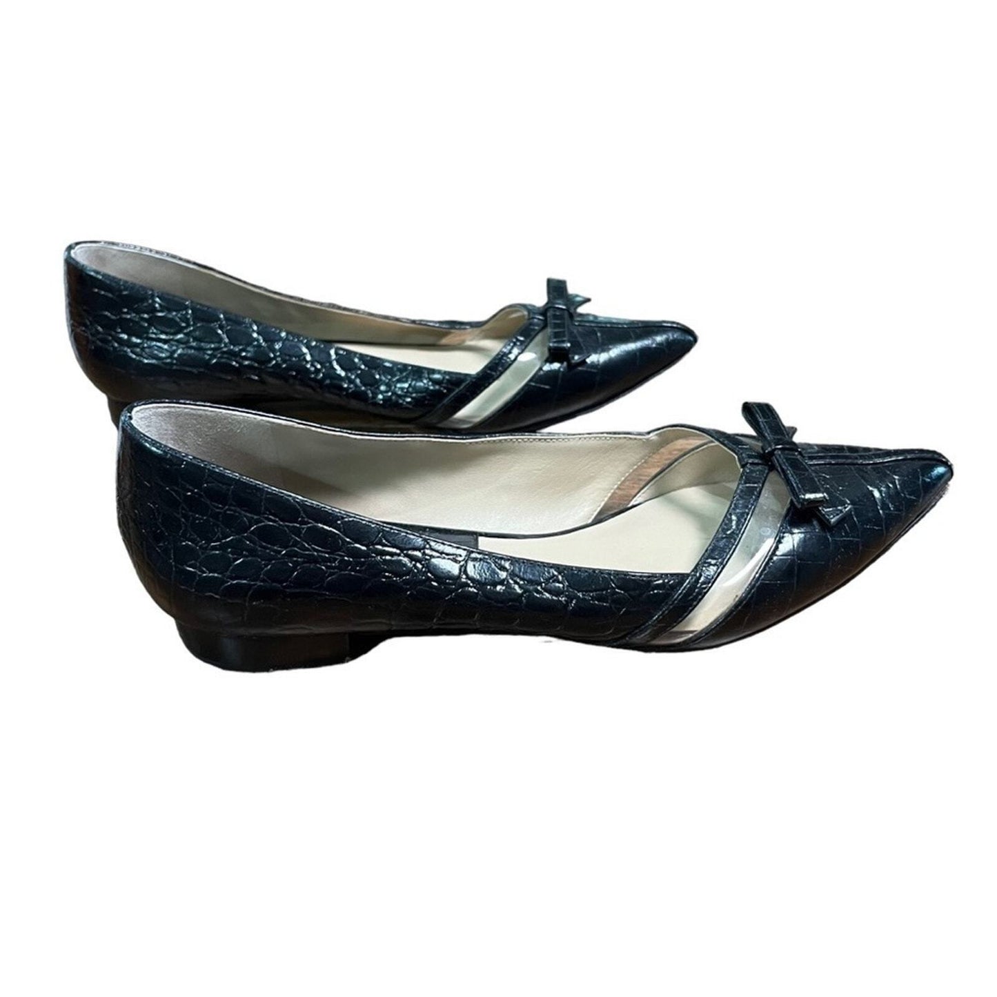 Michael Kors Joey Embossed Leather Bow Flat Size 38