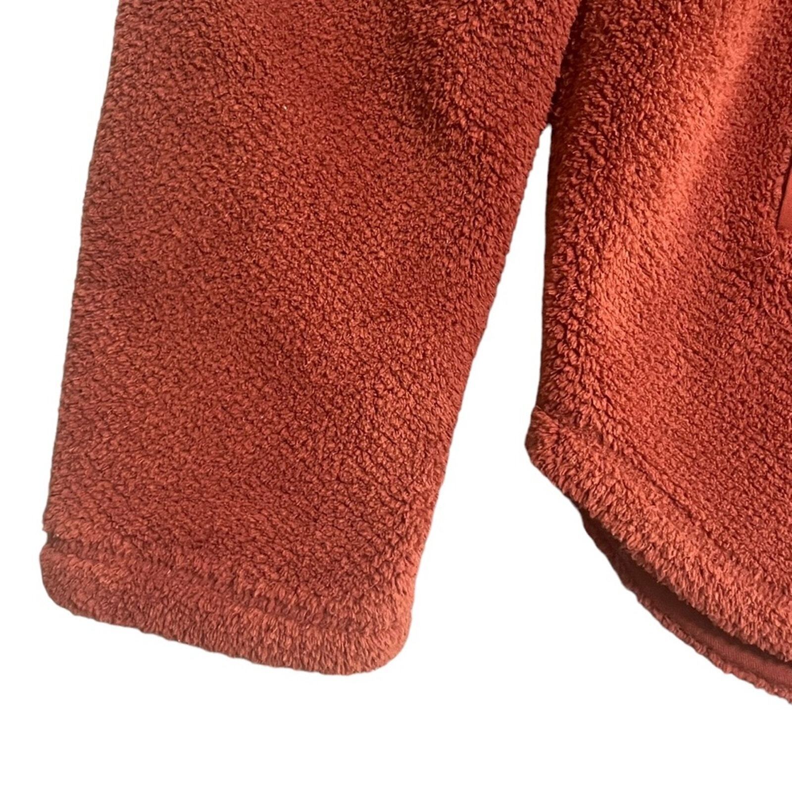 Thread & Supply Womens Large Burnt Orange 1/4 Snap Collar Sherpa Pullover
