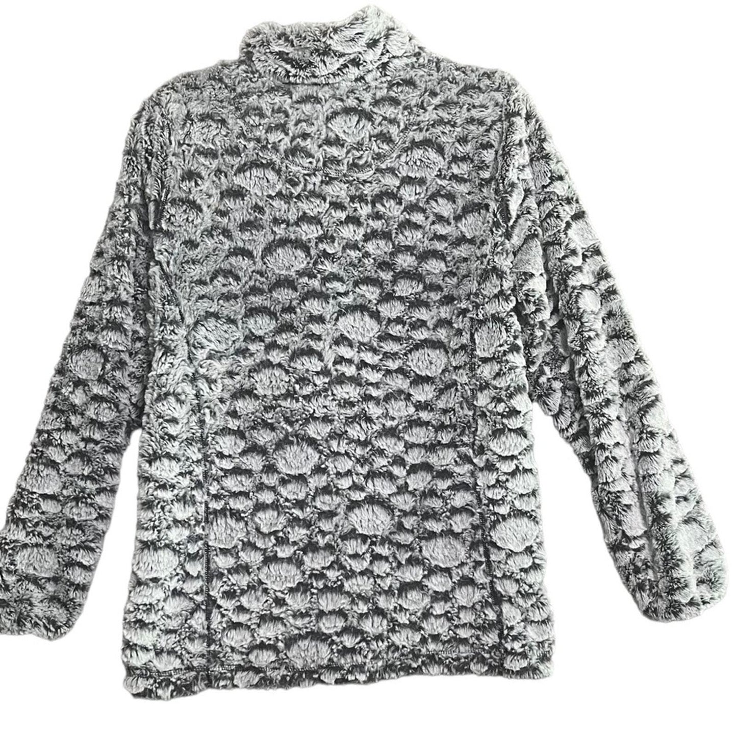 Simply Southern Womens Large Gray Bubble Fur 1/4 Zip Front Pockets Pullover