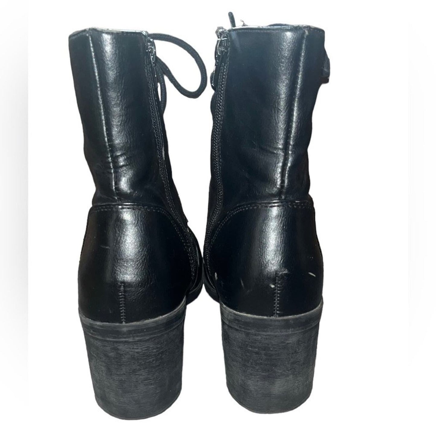 Guess Womens Size 9M Black Lace Up Ankle Boot Chunky Heel