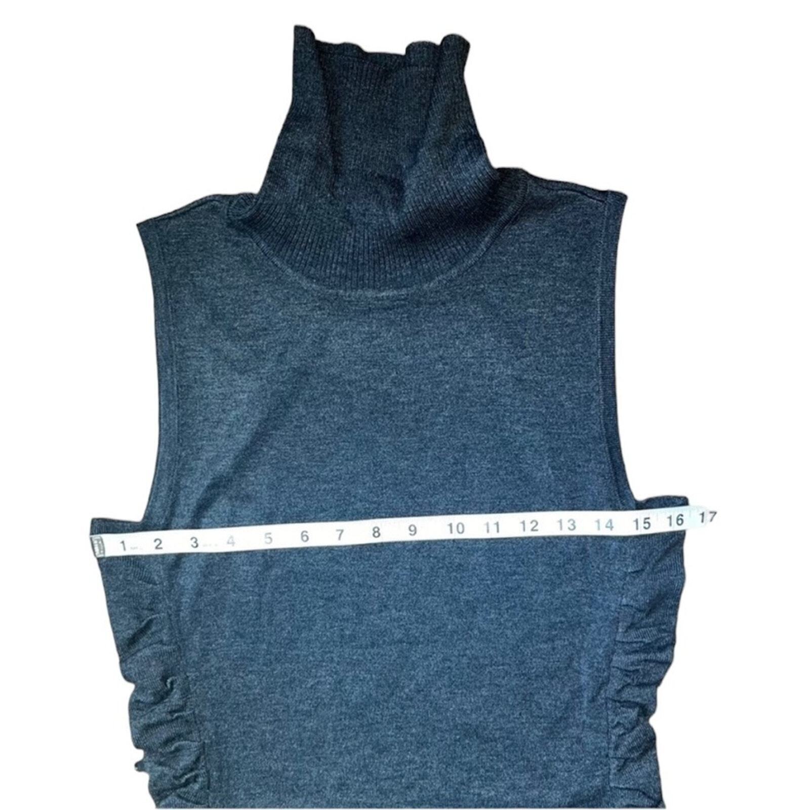 Calvin Klein Womens Size Medium Gray Sleeveless Turtleneck Fitted Dress 
