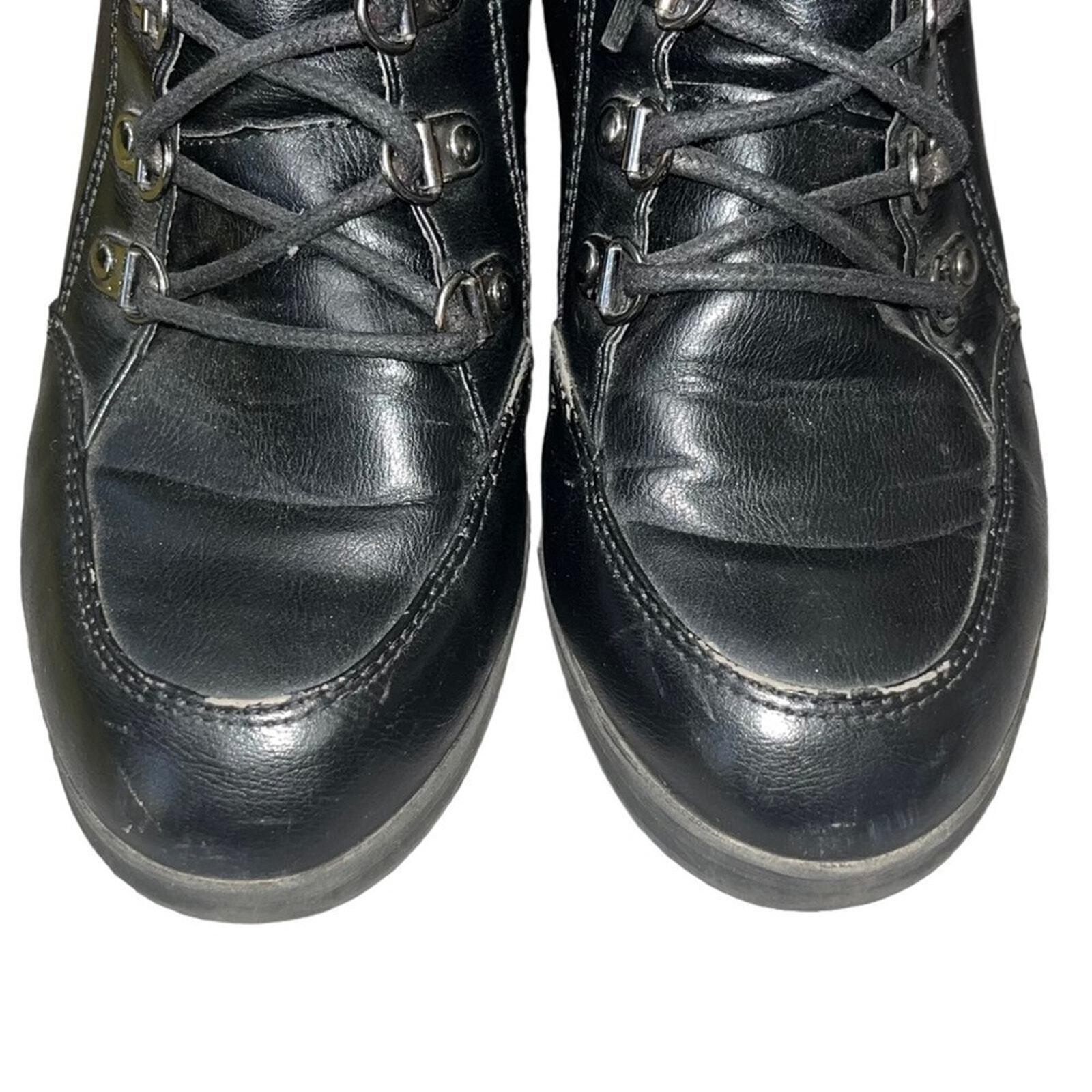Guess Womens Size 9M Black Lace Up Ankle Boot Chunky Heel