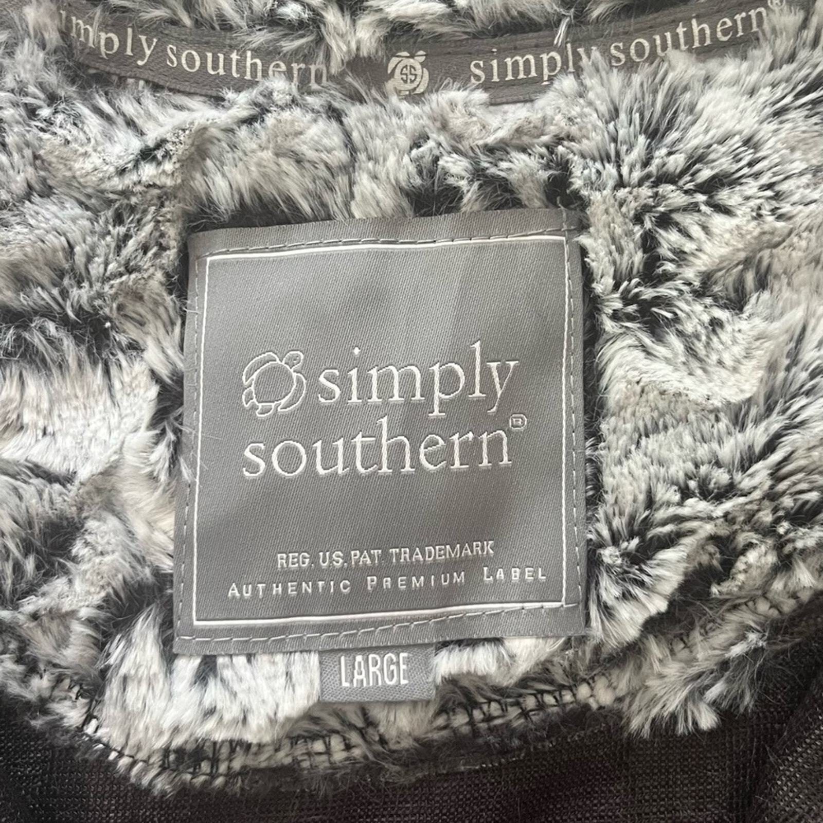 Simply Southern Womens Large Gray Bubble Fur 1/4 Zip Front Pockets Pullover