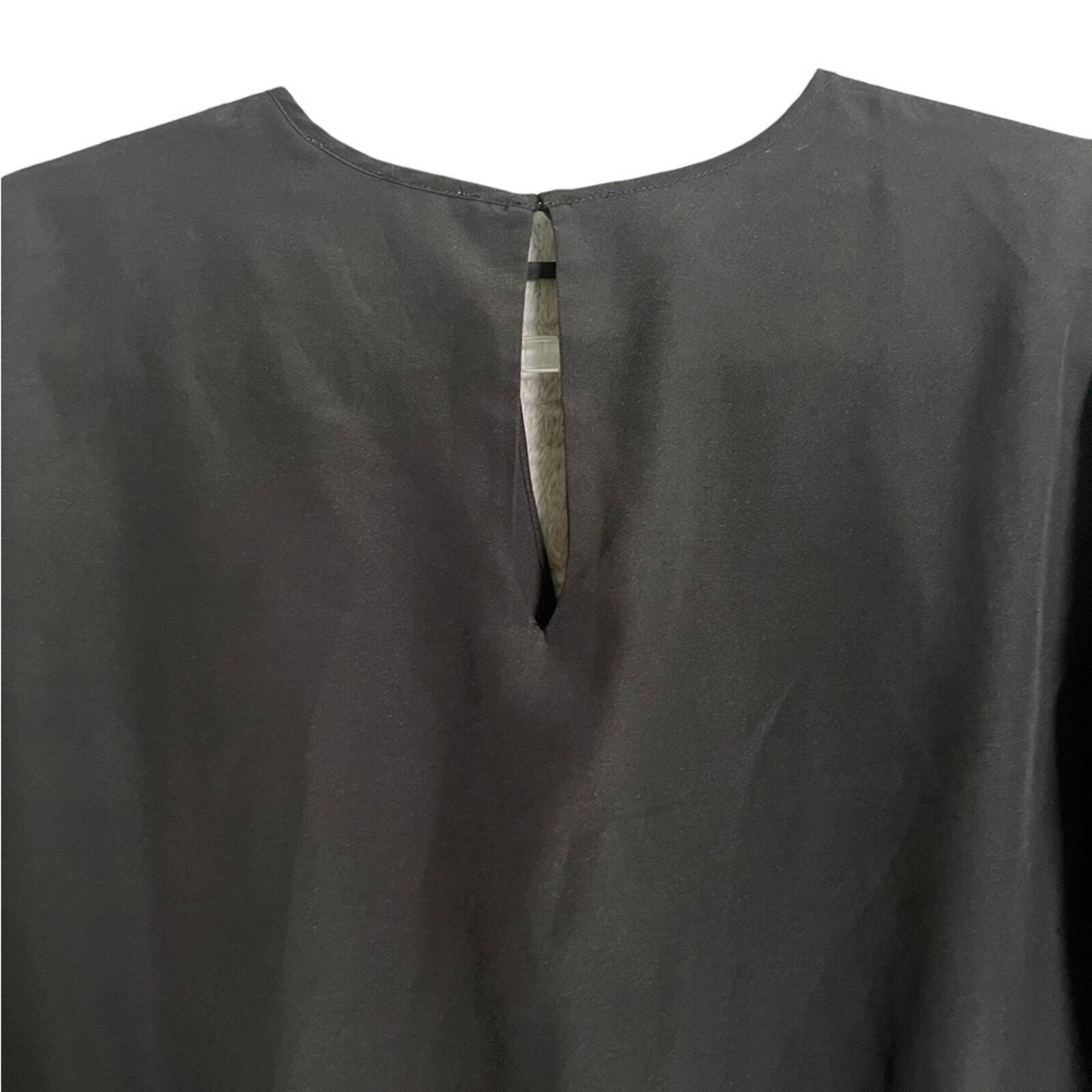 Michael Kors Womens Medium Black Long Sleeve Blouson Crossover Top