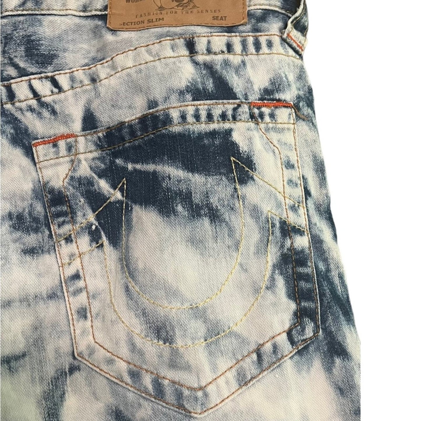 True Religion Mens Size 32 Section Slim Seat Bleached Denim Jeans