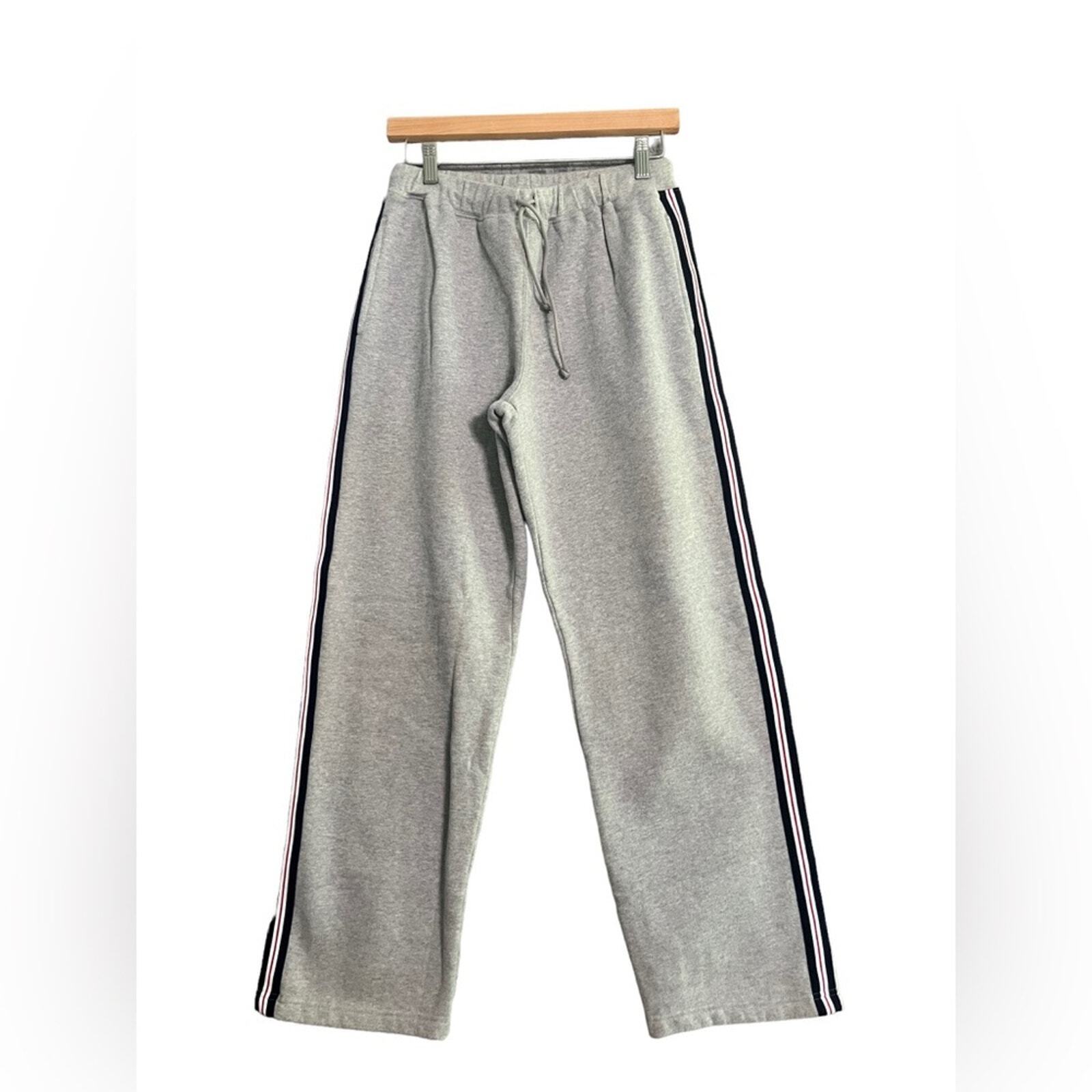 Land's End Boys Size 18 Gray Side Stripe Straight Leg Athletic Pants