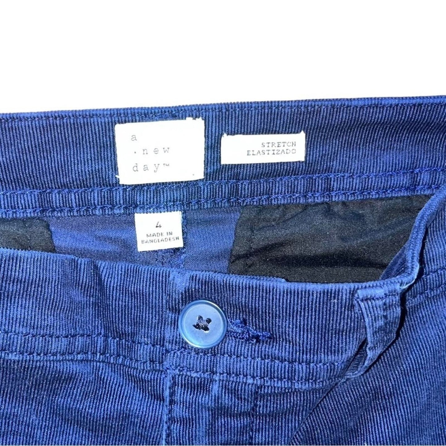 A New Day Womens Size 4 Navy Corduroy Flat Front Stretch Pants 