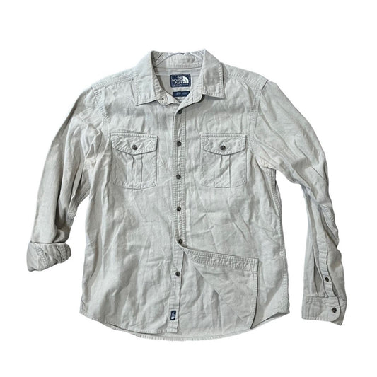 The North Face Mens Size Med Khaki Long Sleeve Front Pockets Button Down Shirt