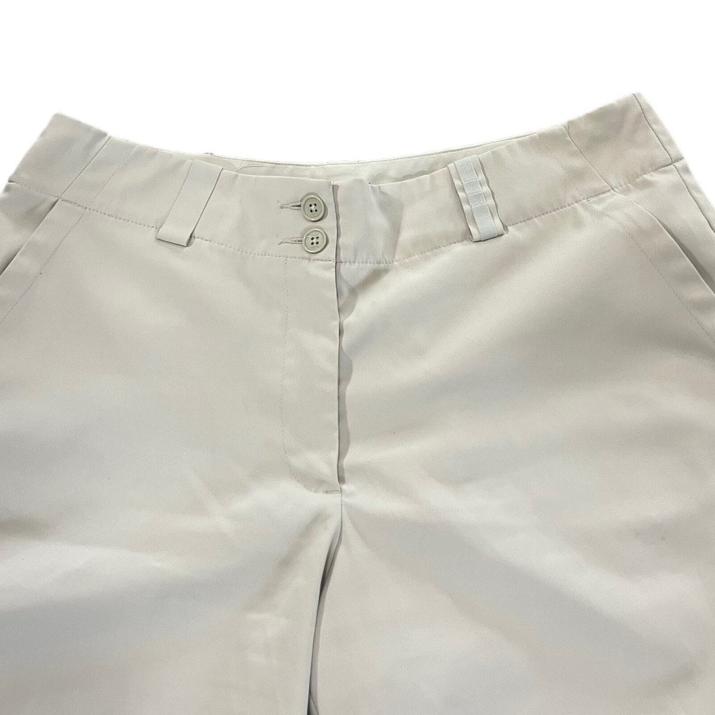 Nike Dri Fit Golf Shorts Women's 8 Beige Khaki Bermuda Style Solid Casual Plain