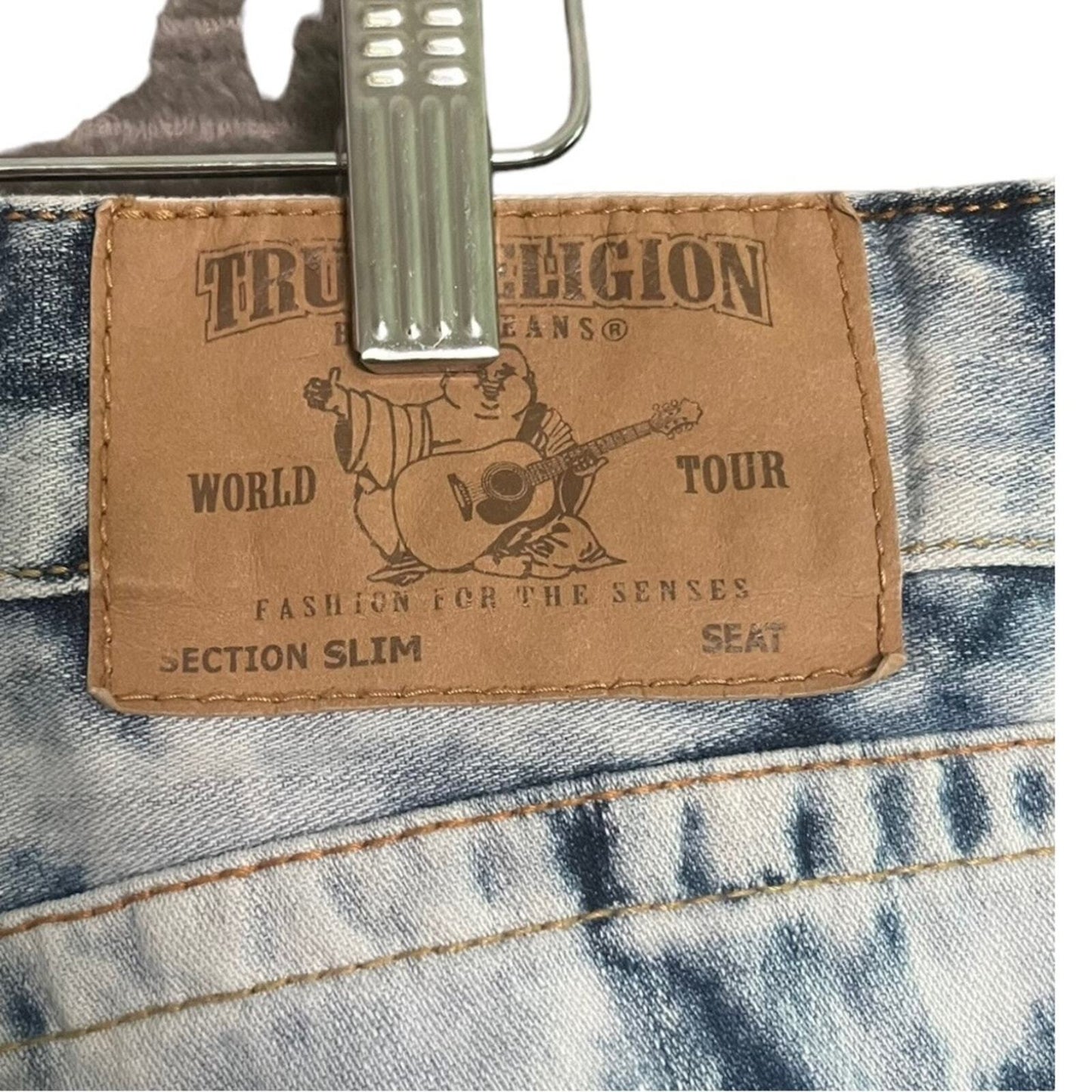 True Religion Mens Size 32 Section Slim Seat Bleached Denim Jeans