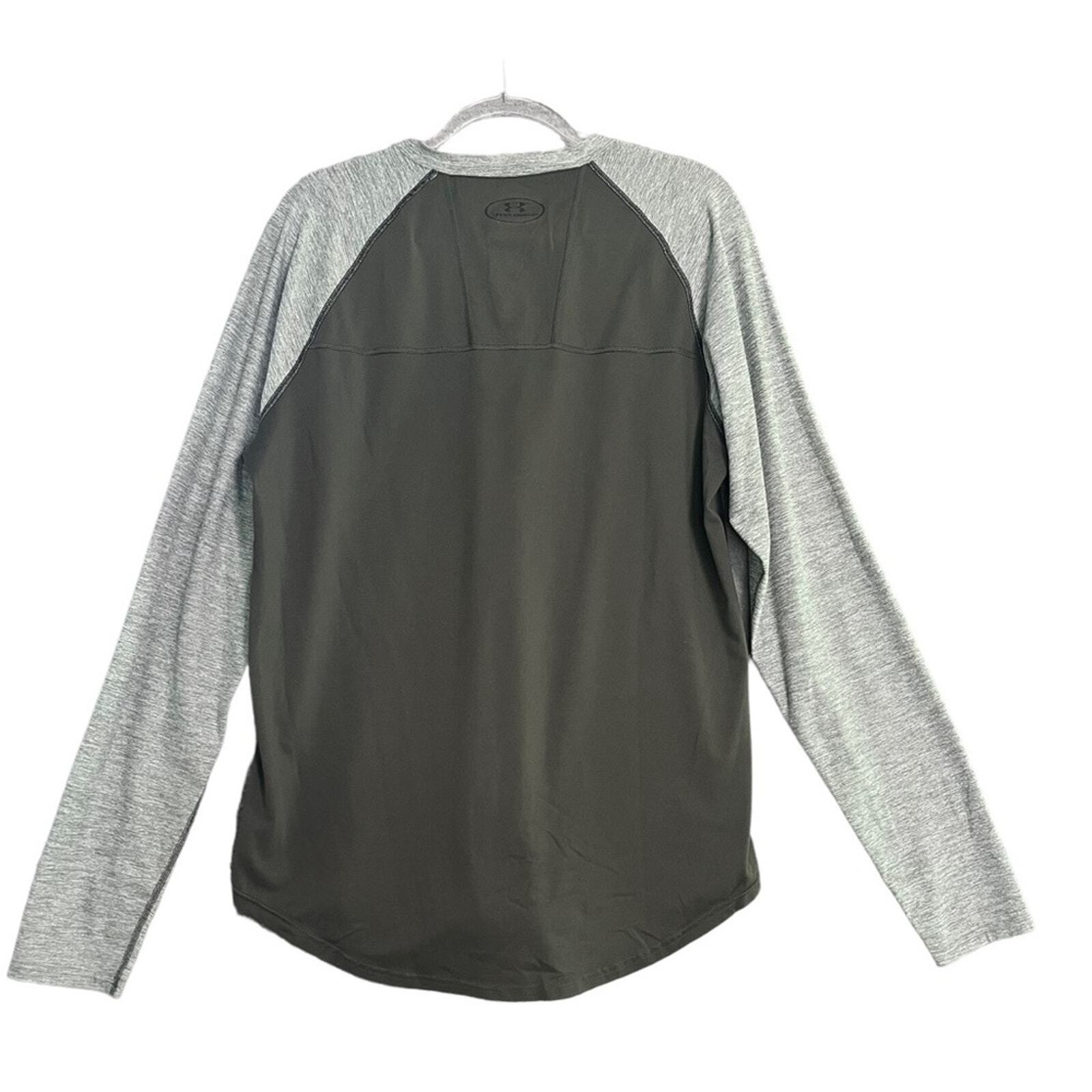 Under Armour Mens XL Green Heathered Gray Long Sleeve Raglan Shirt