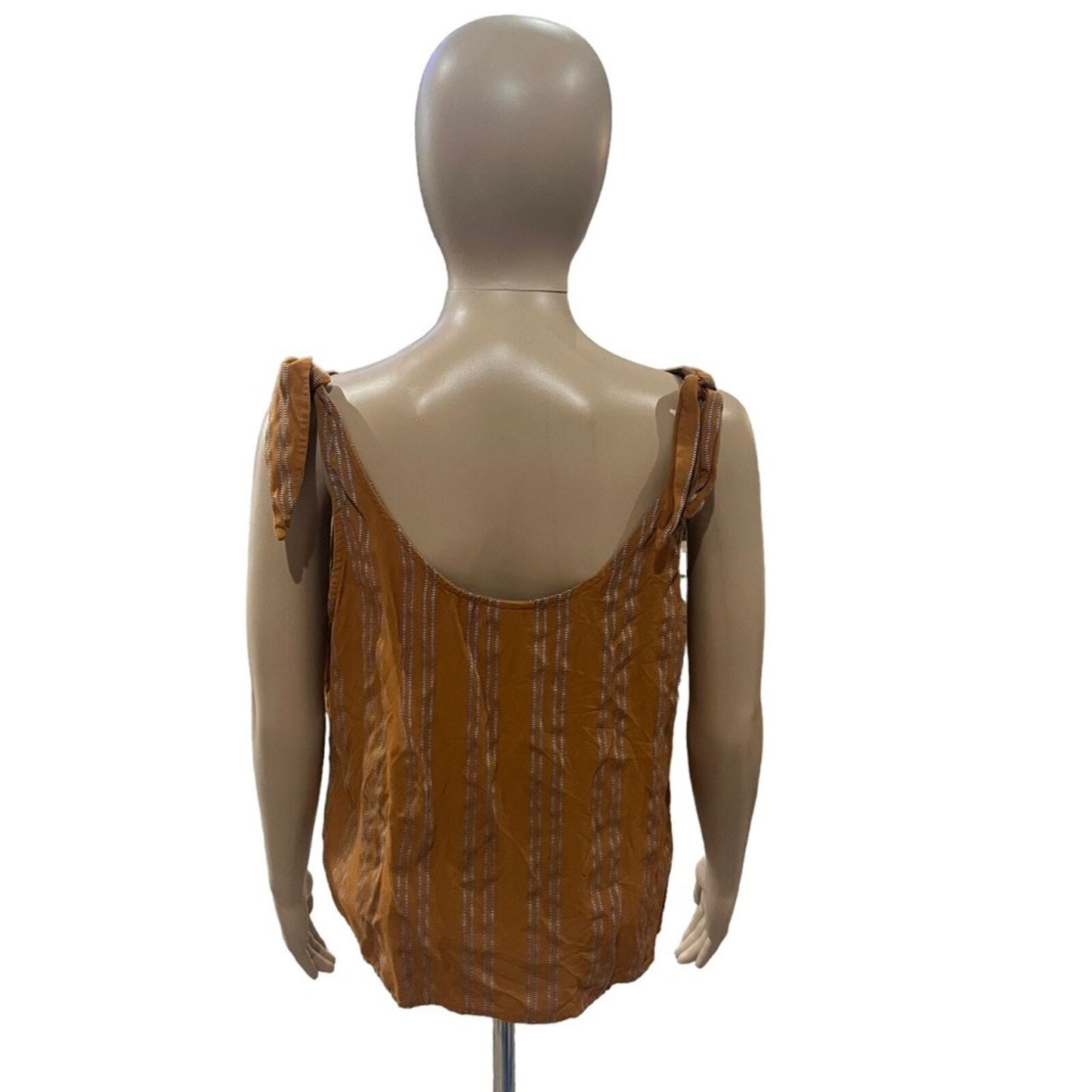 A New Day Womens Size Medium Terracotta Shoulder Tie Sleeveless Shirt