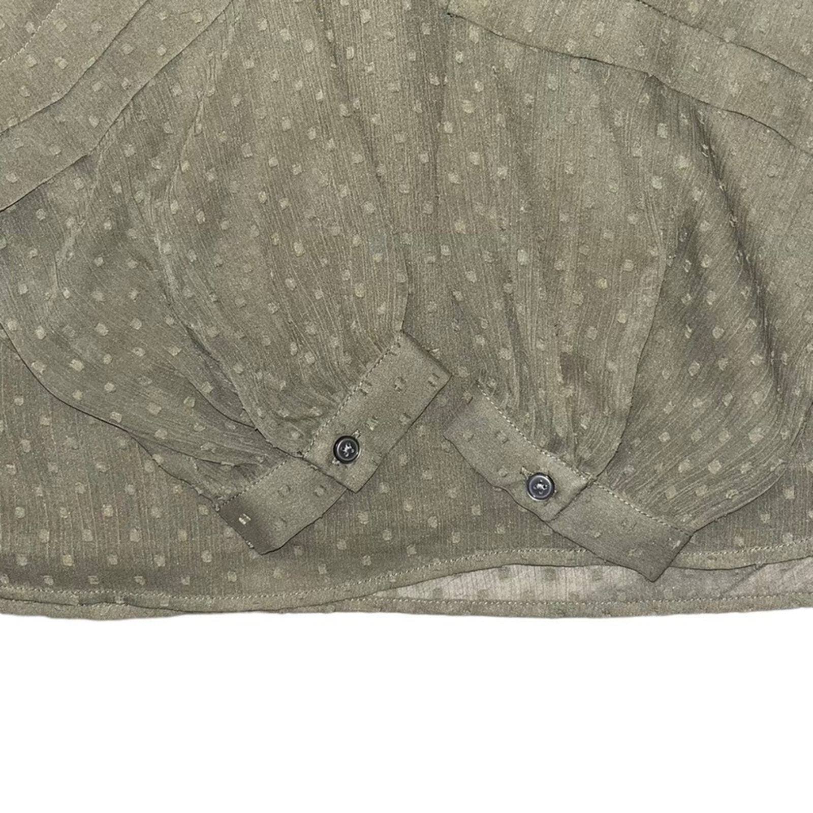 LOFT Womens Size Small Olive Green Semi Sheer Lined Blouse