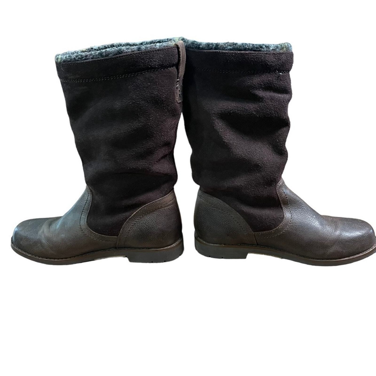OluKai Womens 7.5 Tall Suede Insulated Brown Winter Boots 