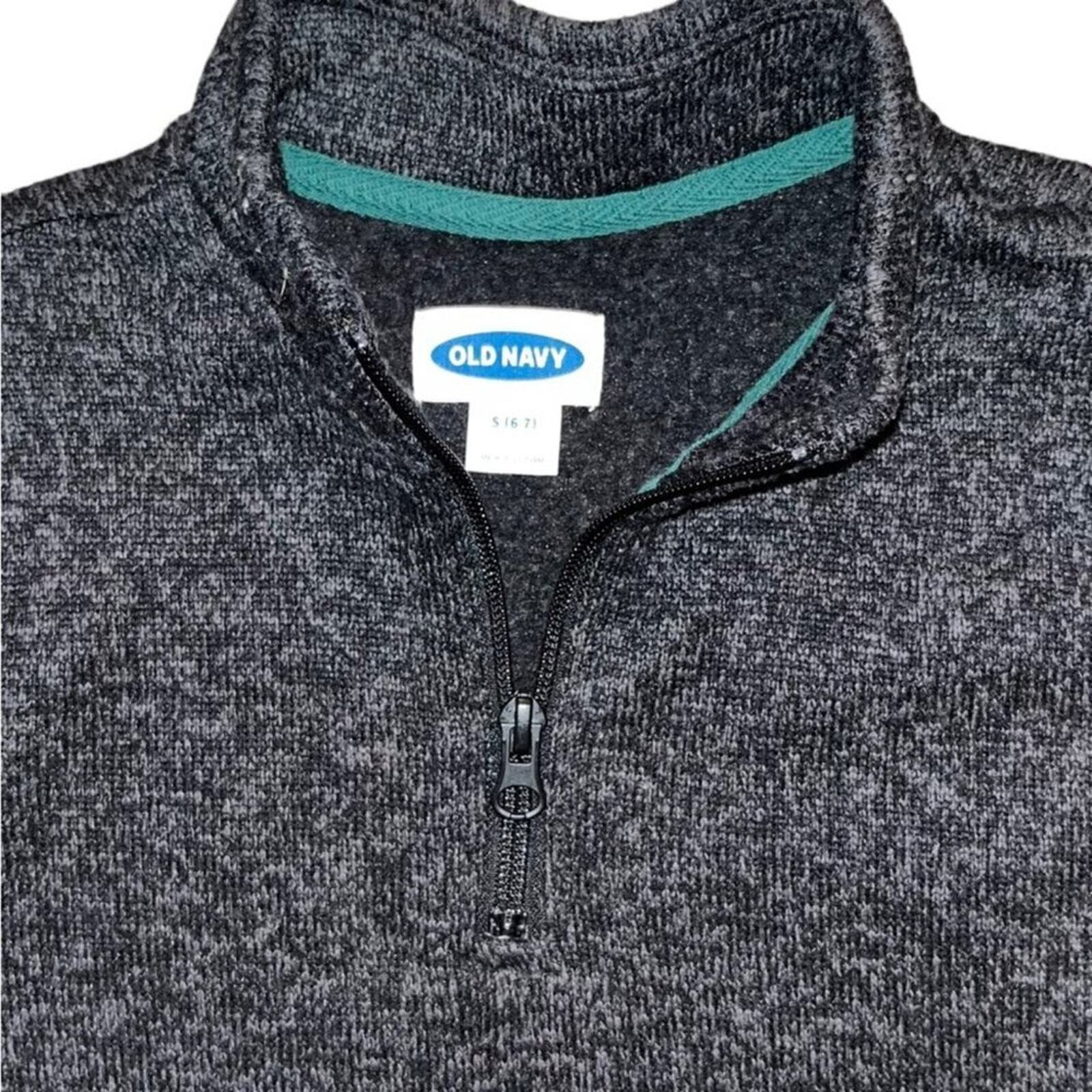 Old Navy Black 3/4 zipper sweater pullover Size 6/7