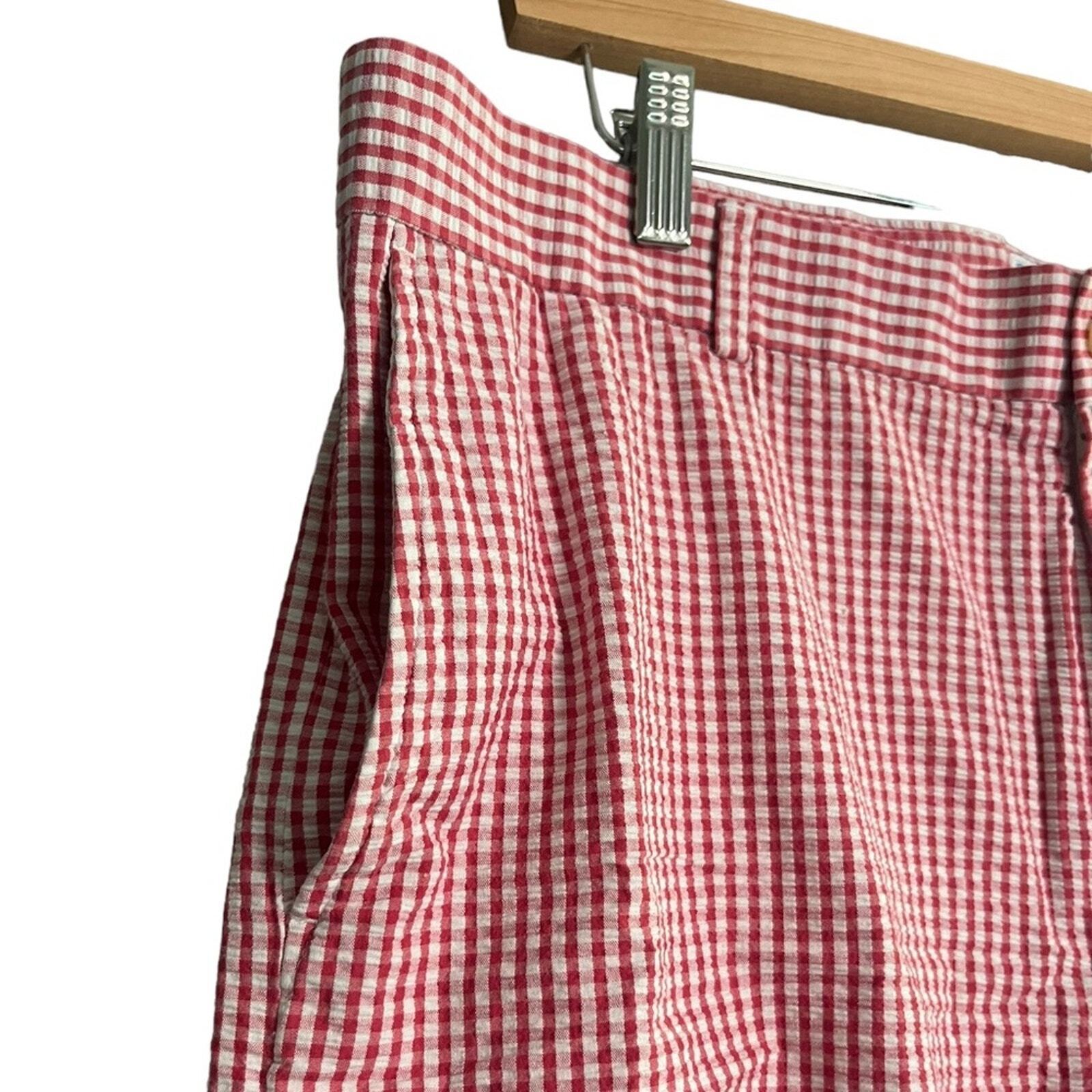 Southern Tide Mens Size 40 The Skipjack Gingham Red & White Flat Front Shorts