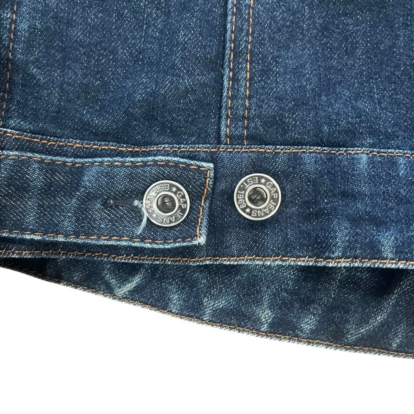 GAP Womens Size Small Y2K Distressed Bleached Denim Blue Jean Trucker Jacket