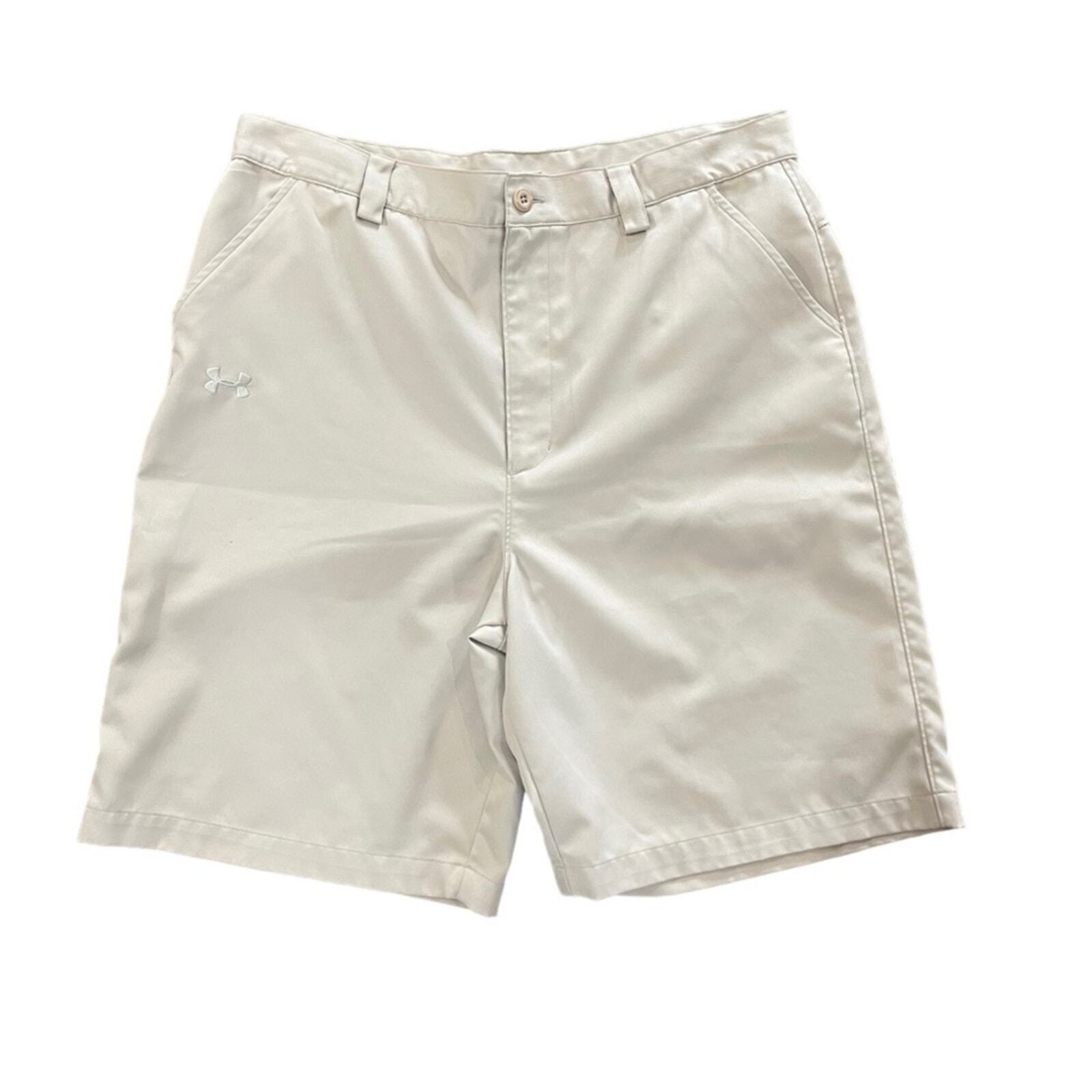 Under Armour Men's Khaki Flat Front Casual Shorts 36R