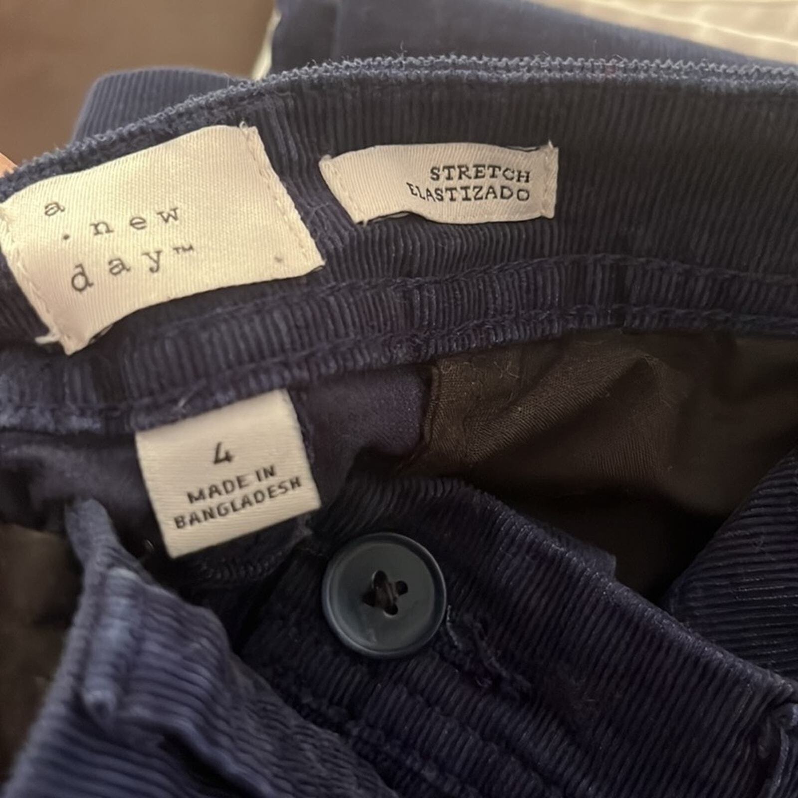 A New Day Womens Size 4 Navy Corduroy Flat Front Stretch Pants 