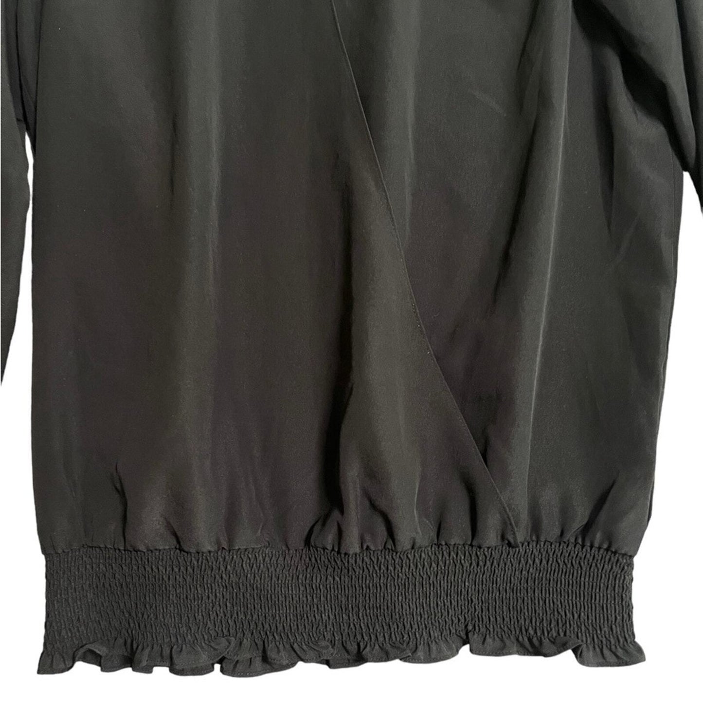 Michael Kors Womens Medium Black Long Sleeve Blouson Crossover Top