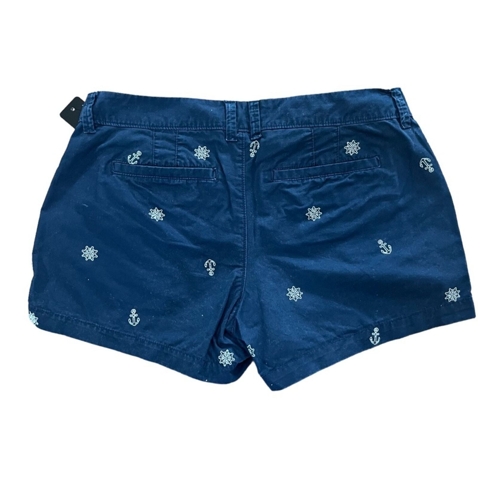 Old Navy Women's Nautical Navy Flat Front Shorts Size 6