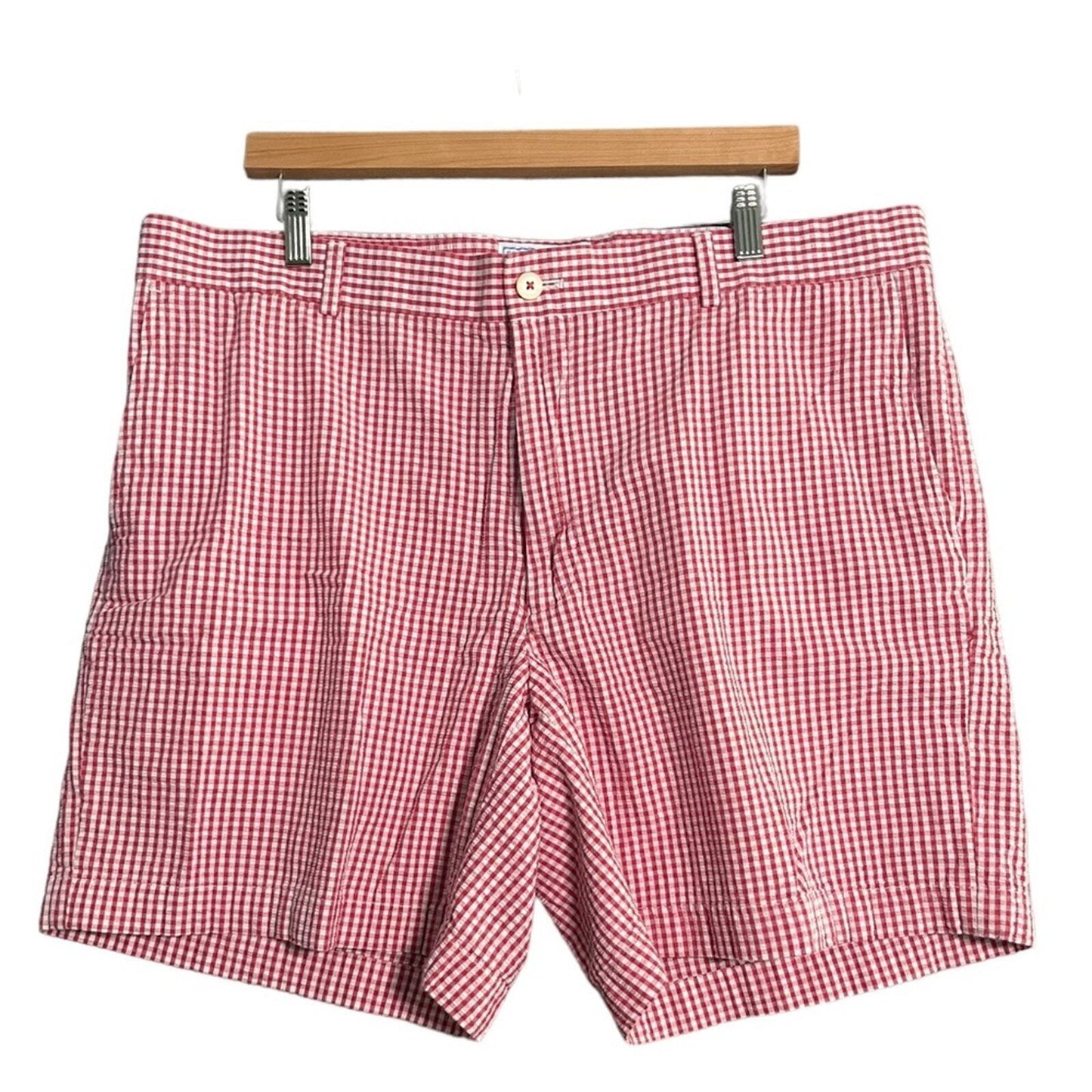 Southern Tide Mens Size 40 The Skipjack Gingham Red & White Flat Front Shorts
