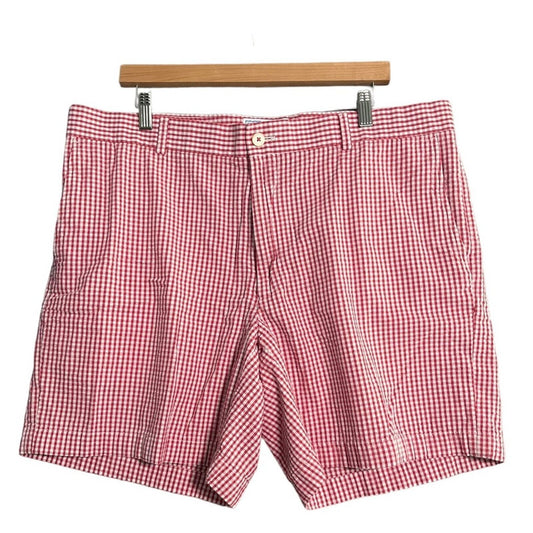Southern Tide Mens Size 40 The Skipjack Gingham Red & White Flat Front Shorts
