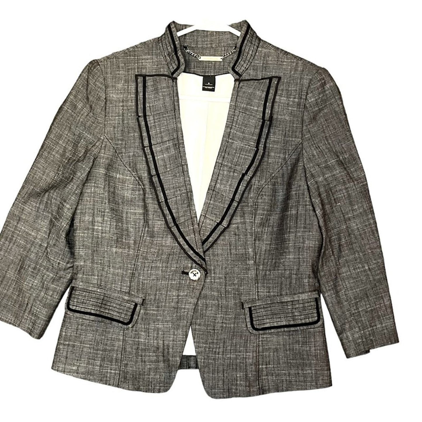 White House Black Market Womens Size 8 Black & Gray Blazer Long Sleeve