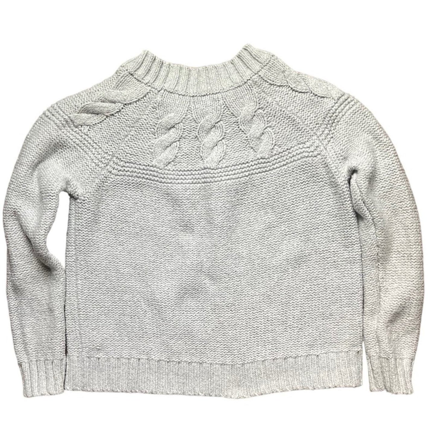 Aerie Womens Size M Gray Heavy Cotton Cable Knit Long Sleeve Sweater 