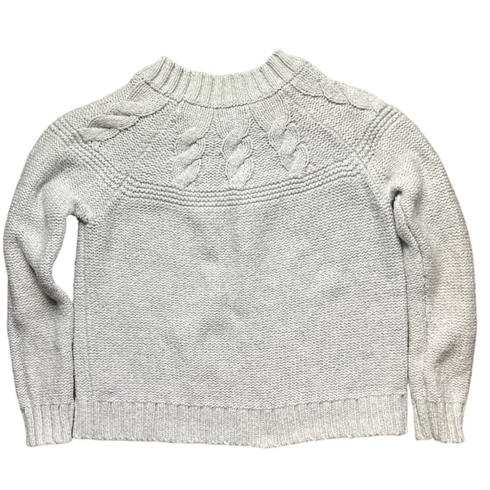 Aerie Womens Size M Gray Heavy Cotton Cable Knit Long Sleeve Sweater 