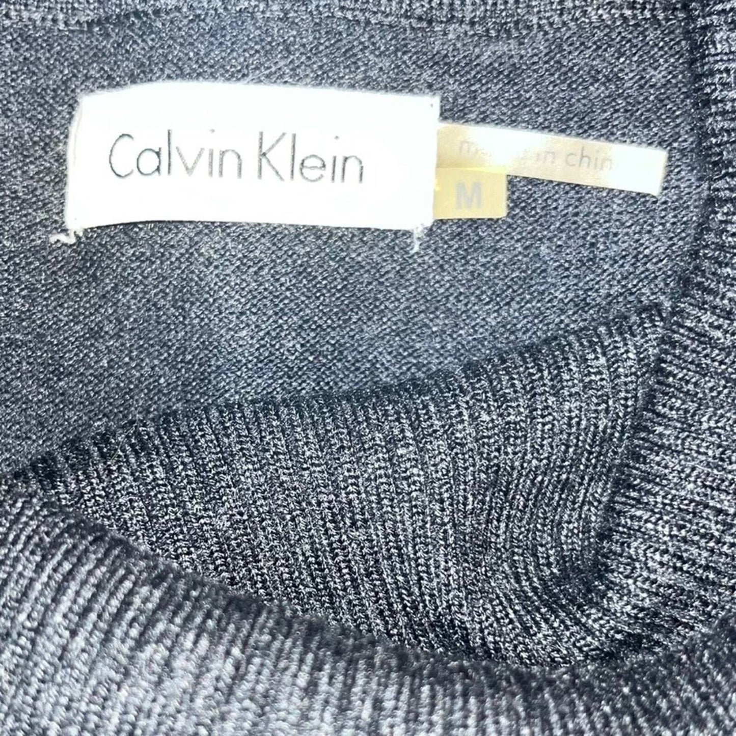 Calvin Klein Womens Size Medium Gray Sleeveless Turtleneck Fitted Dress 
