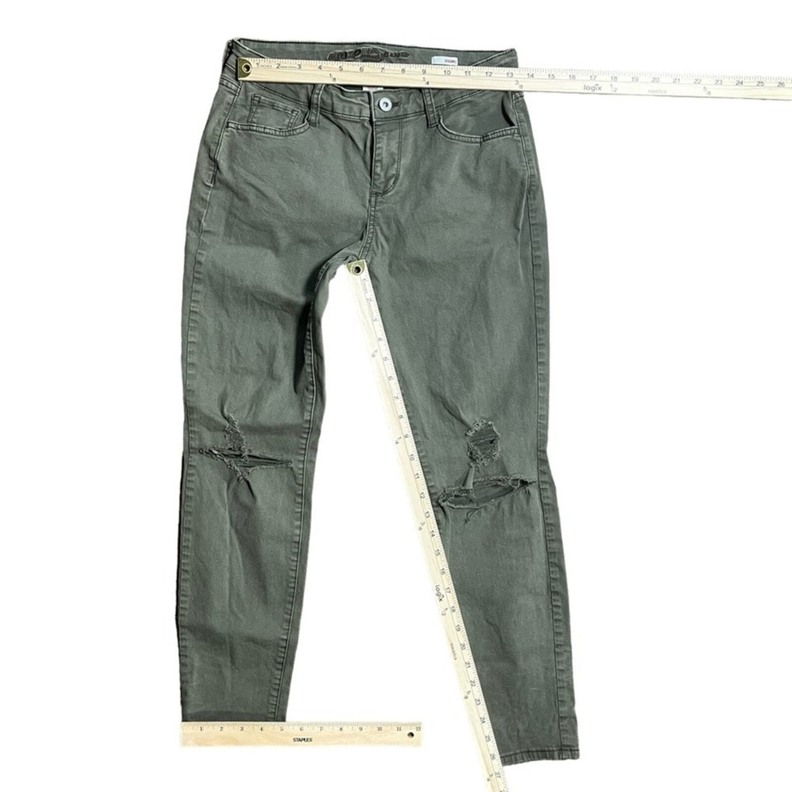 Arizona Womens Size 7 Jegging Olive Green Distressed Jeans