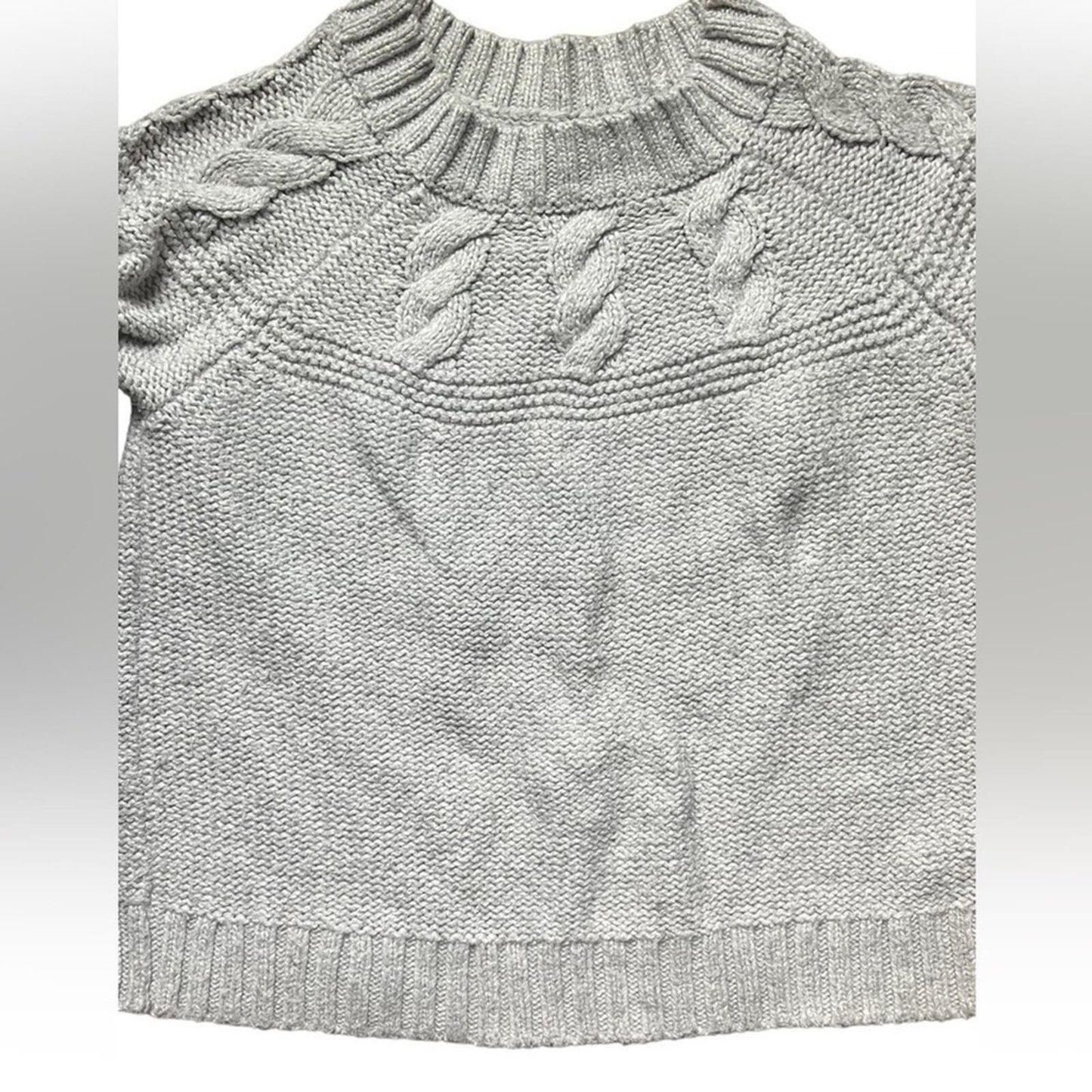 Aerie Womens Size M Gray Heavy Cotton Cable Knit Long Sleeve Sweater 