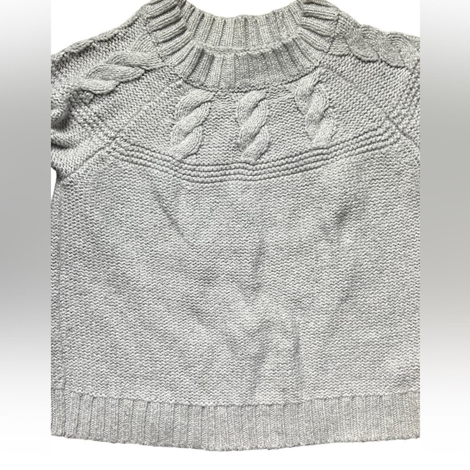 Aerie Womens Size M Gray Heavy Cotton Cable Knit Long Sleeve Sweater 