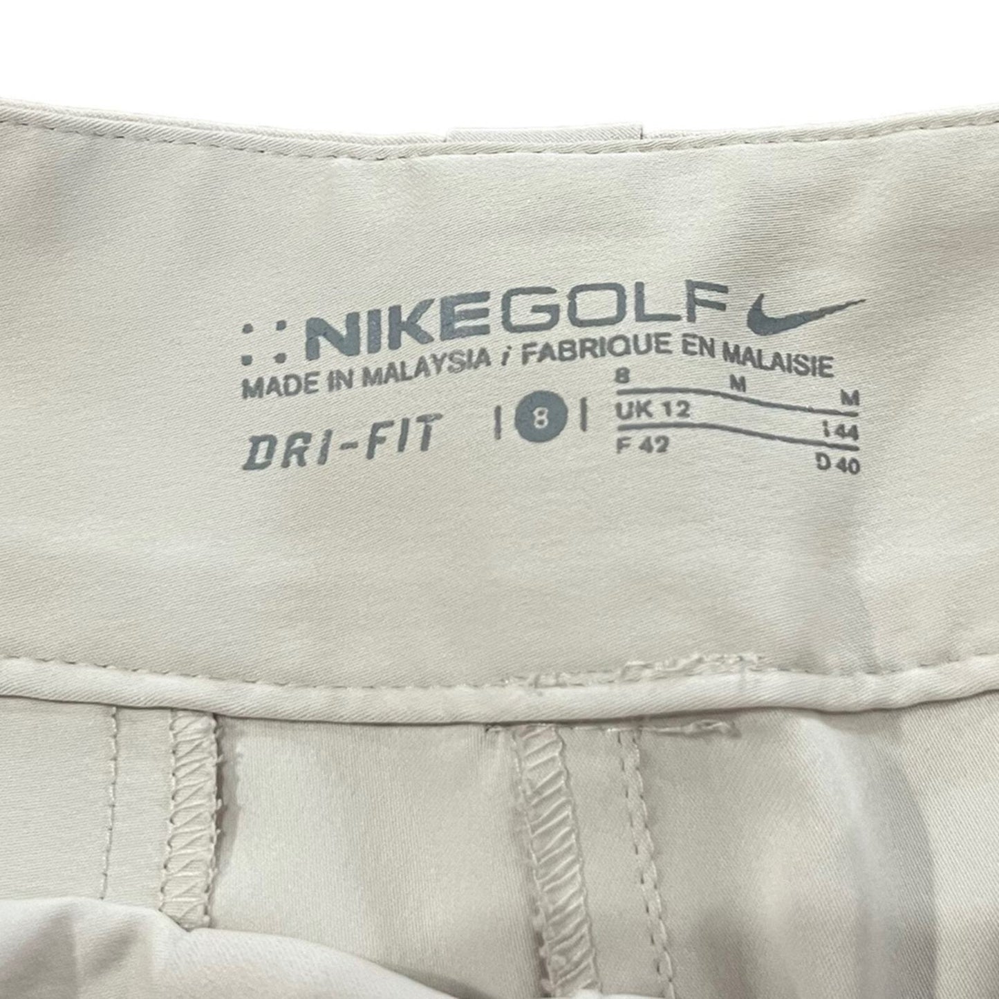 Nike Dri Fit Golf Shorts Women's 8 Beige Khaki Bermuda Style Solid Casual Plain