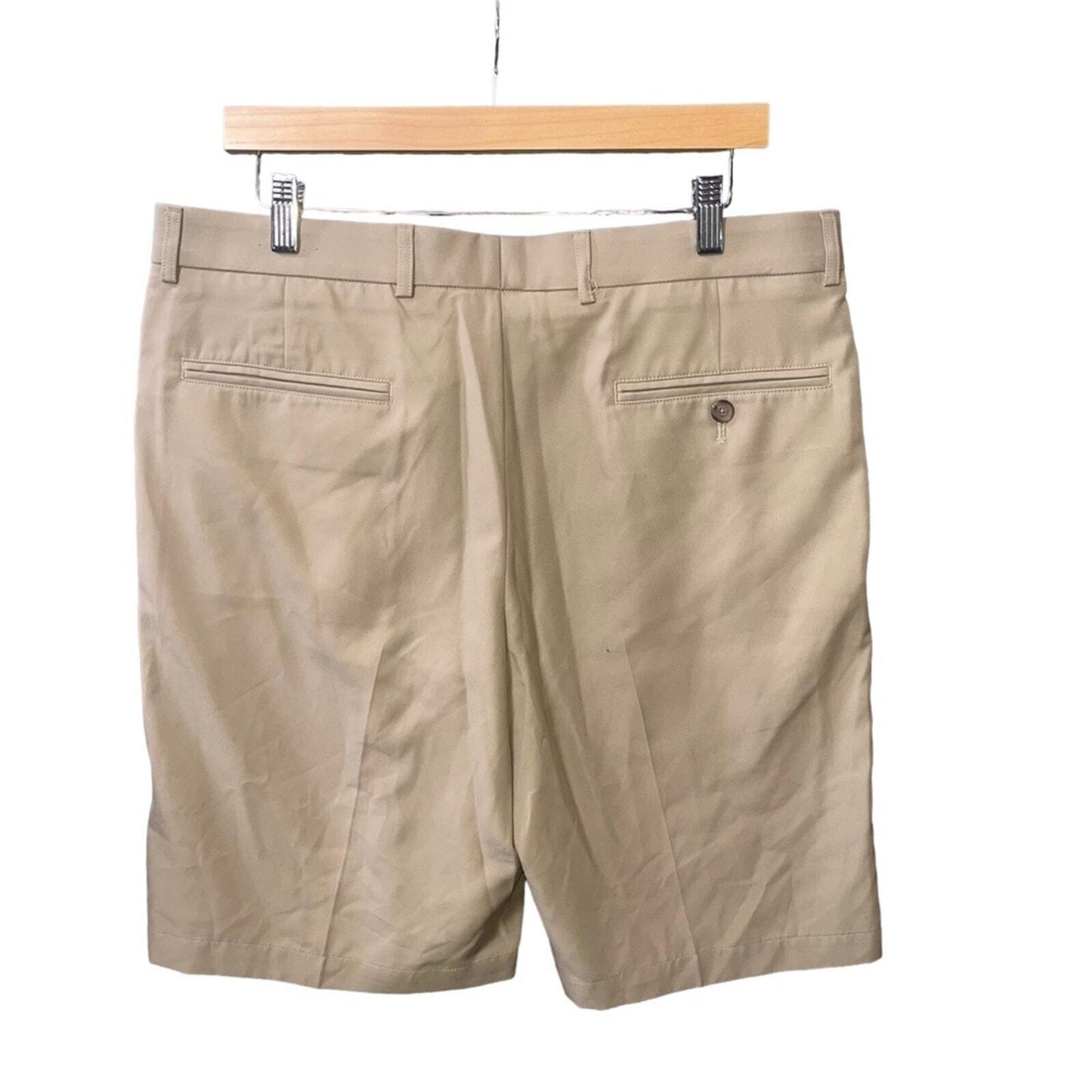Walter Hagen Mens Size 36 Khaki Polyester Pleated Front Shorts