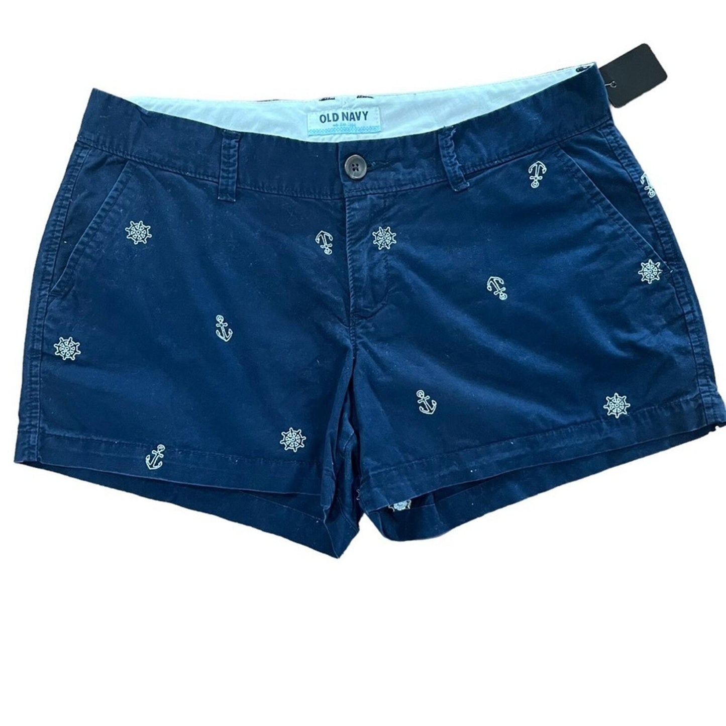 Old Navy Women's Nautical Navy Flat Front Shorts Size 6