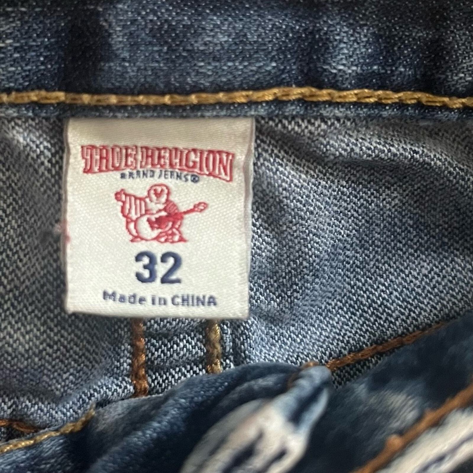 True Religion Mens Size 32 Section Slim Seat Bleached Denim Jeans