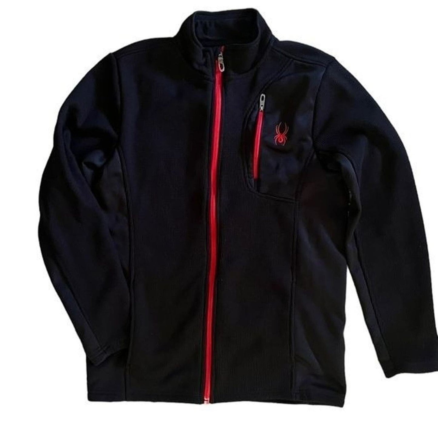Spyder Boys XL 18/20 Black Red Full Zip Long Sleeve Jacket 
