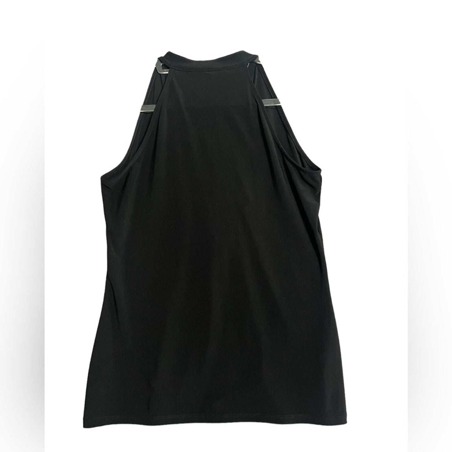 White House Black Market Womens Medium Black Sleeveless Ruffled V Neck Blouse