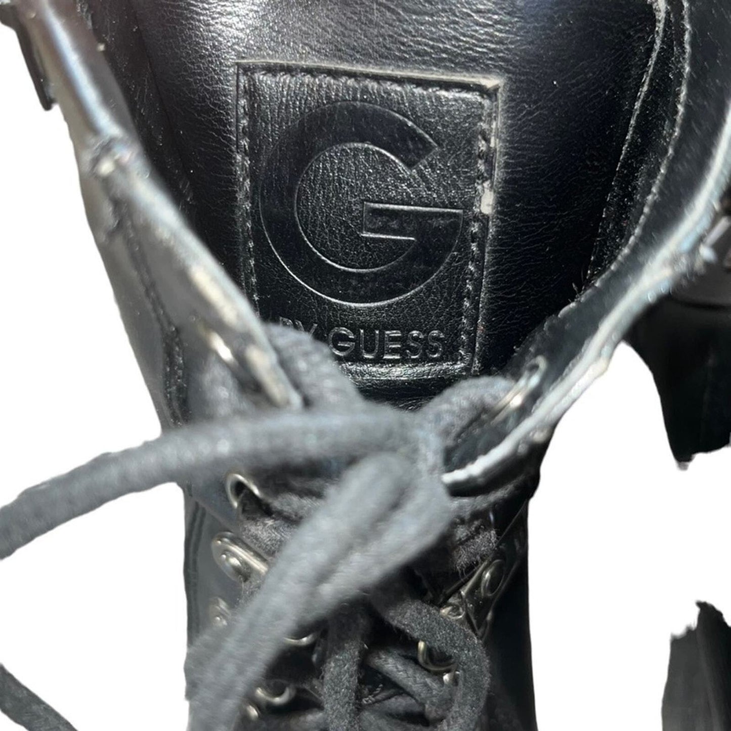 Guess Womens Size 9M Black Lace Up Ankle Boot Chunky Heel