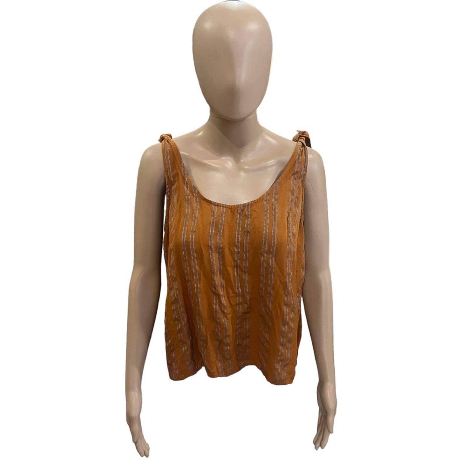 A New Day Womens Size Medium Terracotta Shoulder Tie Sleeveless Shirt