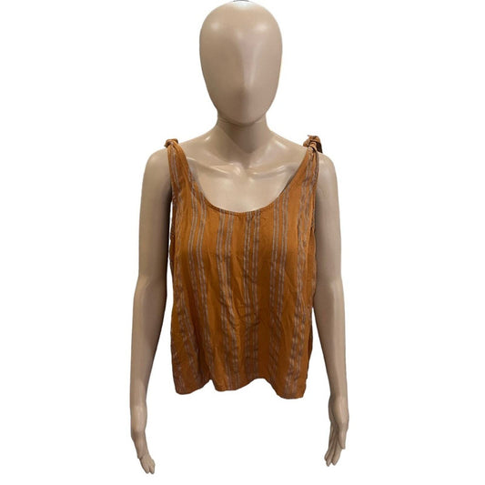 A New Day Womens Size Medium Terracotta Shoulder Tie Sleeveless Shirt