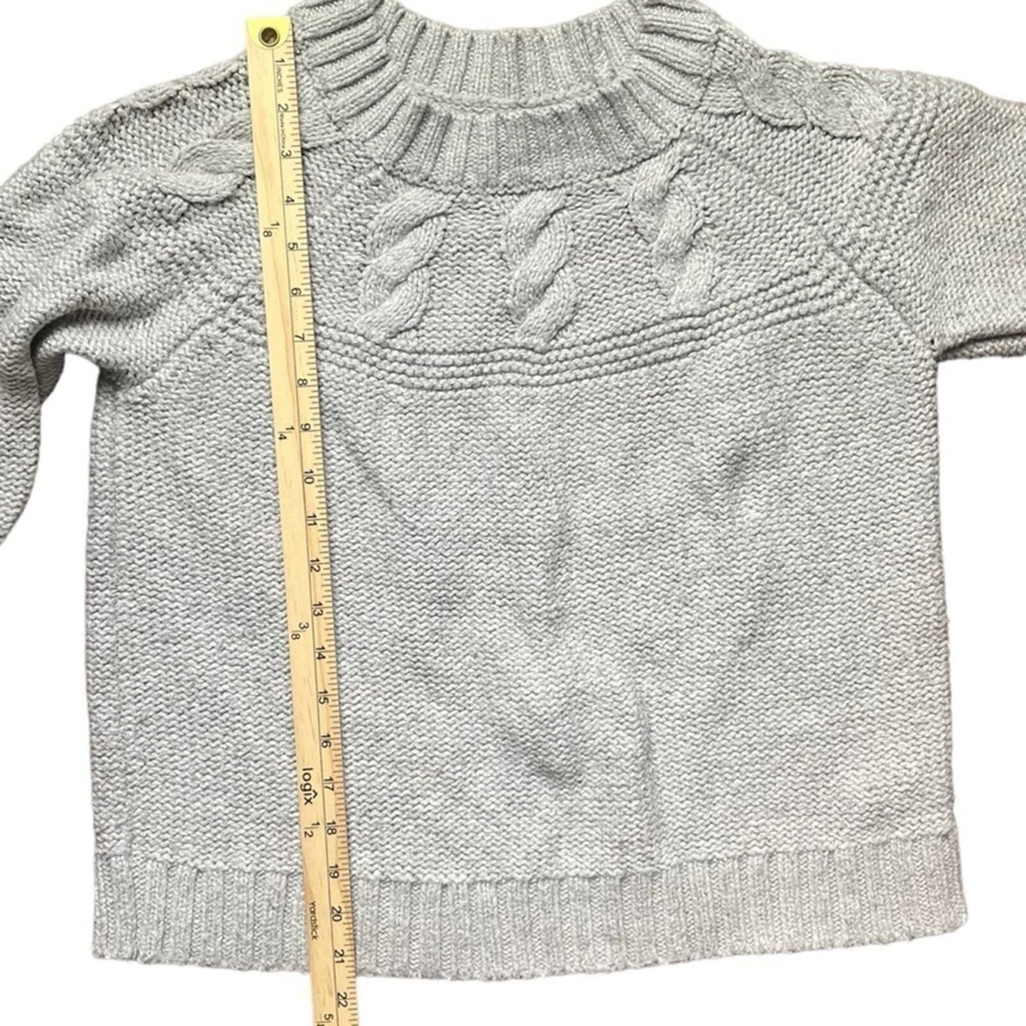 Aerie Womens Size M Gray Heavy Cotton Cable Knit Long Sleeve Sweater 