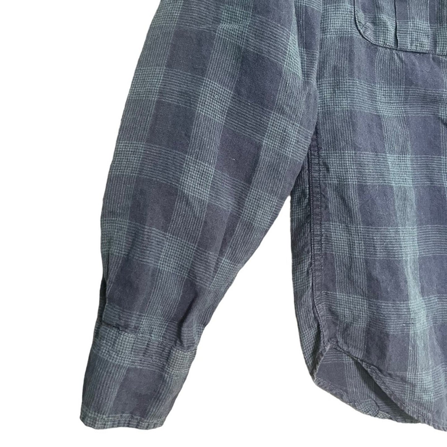 J. Crew Mens XS Authentic Workwear 100% Linen Blue Plaid Long Sleeve Button Down