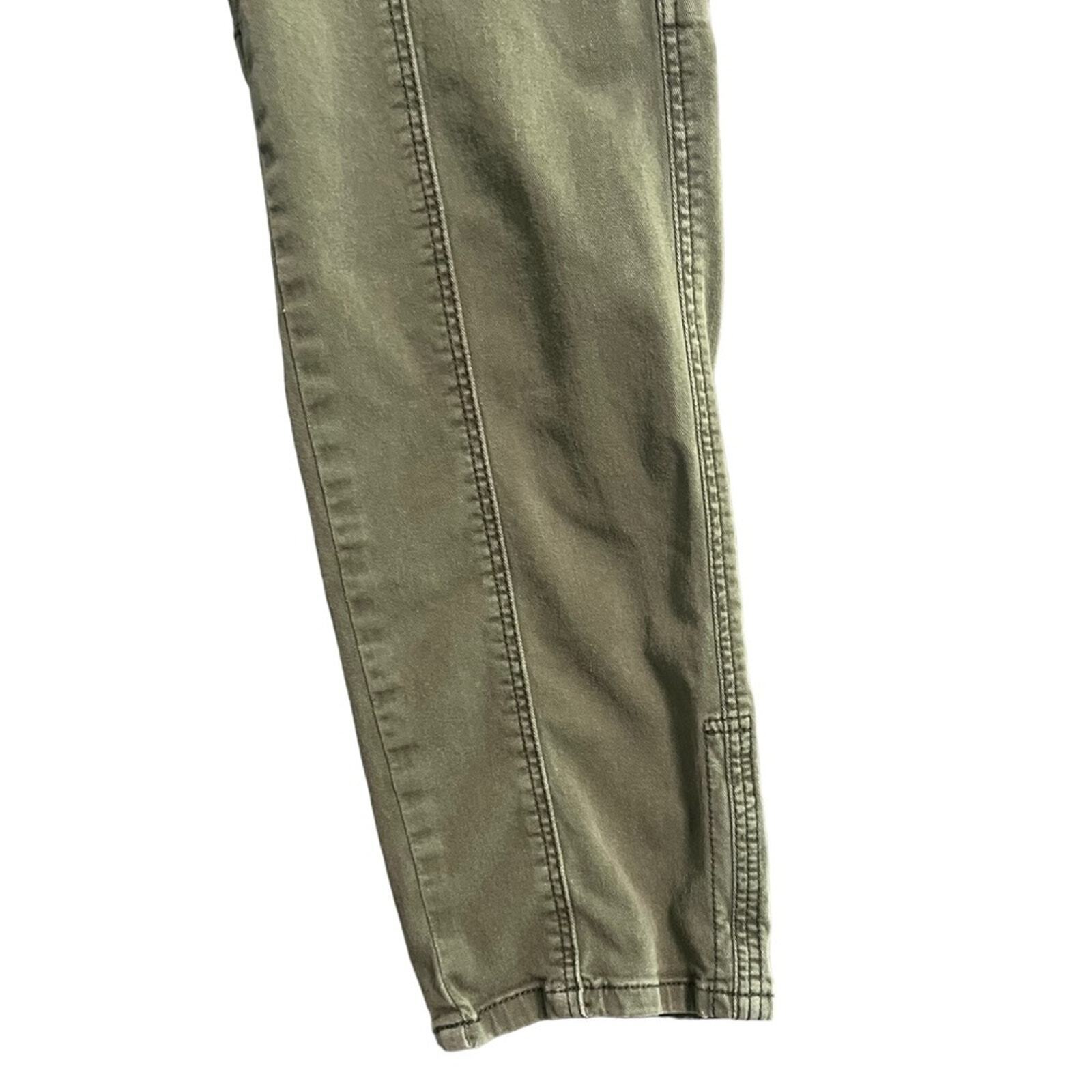 White House Black Market Womens Crop Pants Size 10L Green The Straight 