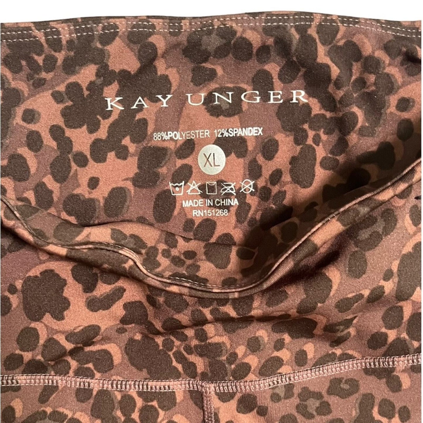 Kay Unger Womens XL Leopard High Waisted Leggings With Pockets